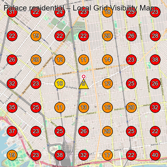 Palace residential GeoGrid visibility map for General Contractor in Brooklyn